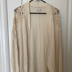 Cream Abercrombie Knit Cardigan